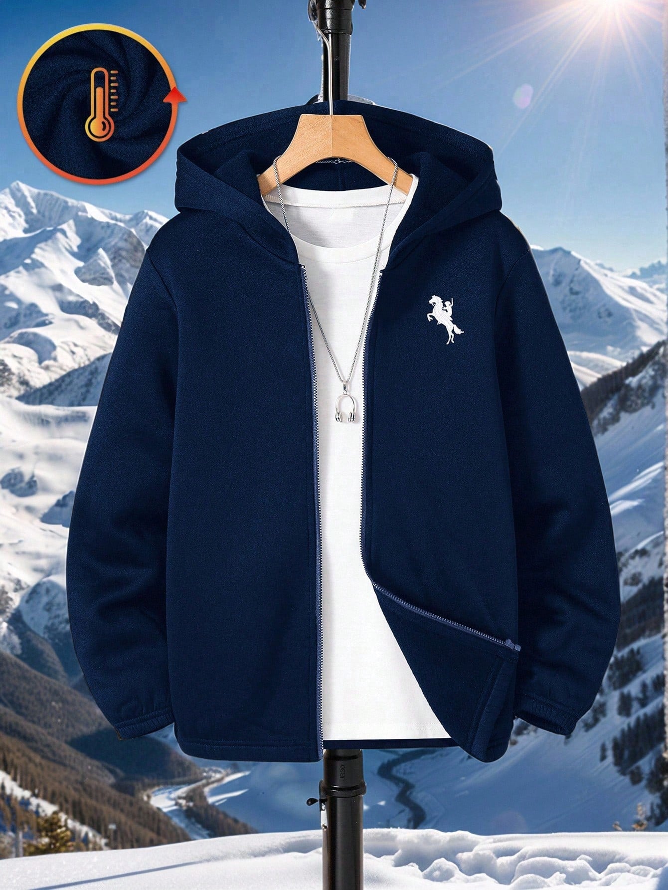 Sweat Capuche Garçon Bleu Marine Rétro Collège