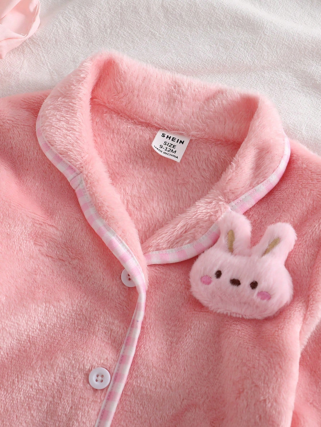Baby Girl Plush Lapel Fleece Cardigan Pants Pajama Set