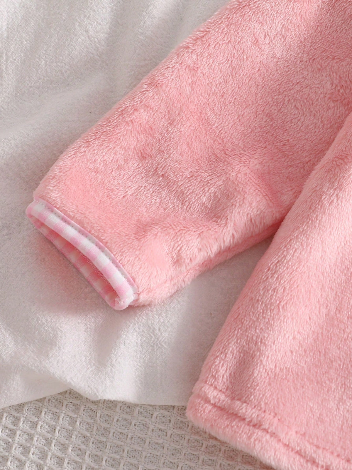 Baby Girl Plush Lapel Fleece Cardigan Pants Pajama Set