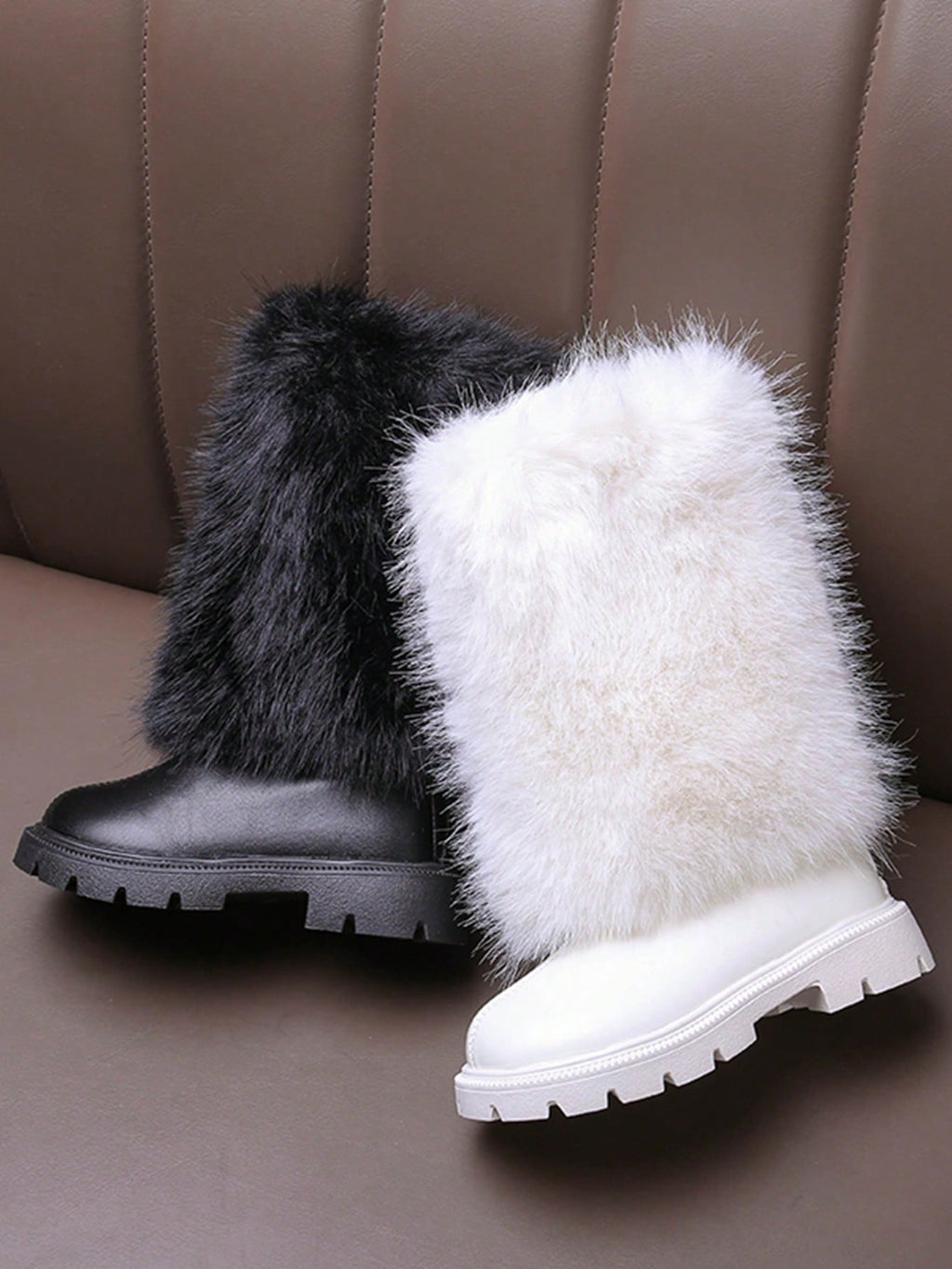 Plush Warm Back Zipper Tall Snow Boots