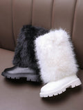Plush Warm Back Zipper Tall Snow Boots