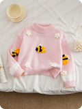 Pull Fille Fée Rose Fleurs Abeilles