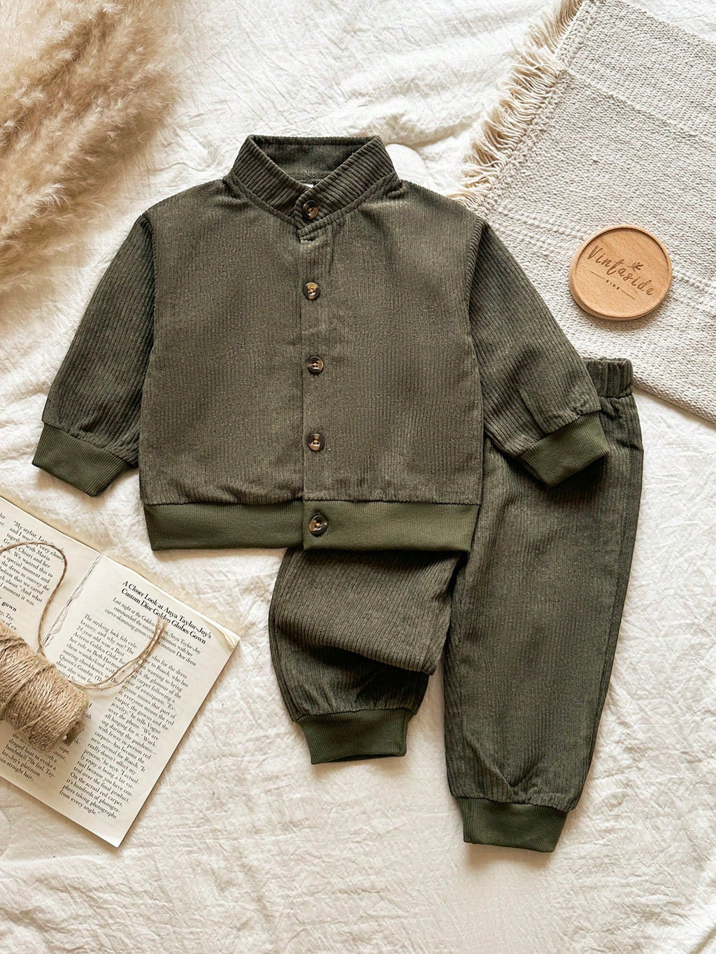 Bambinoo x Vintaside Playful Pals Collar Shirt & Casual Pants Set