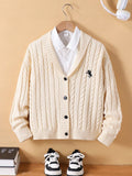 Cardigan Garçon Rétro Beige Croisé
