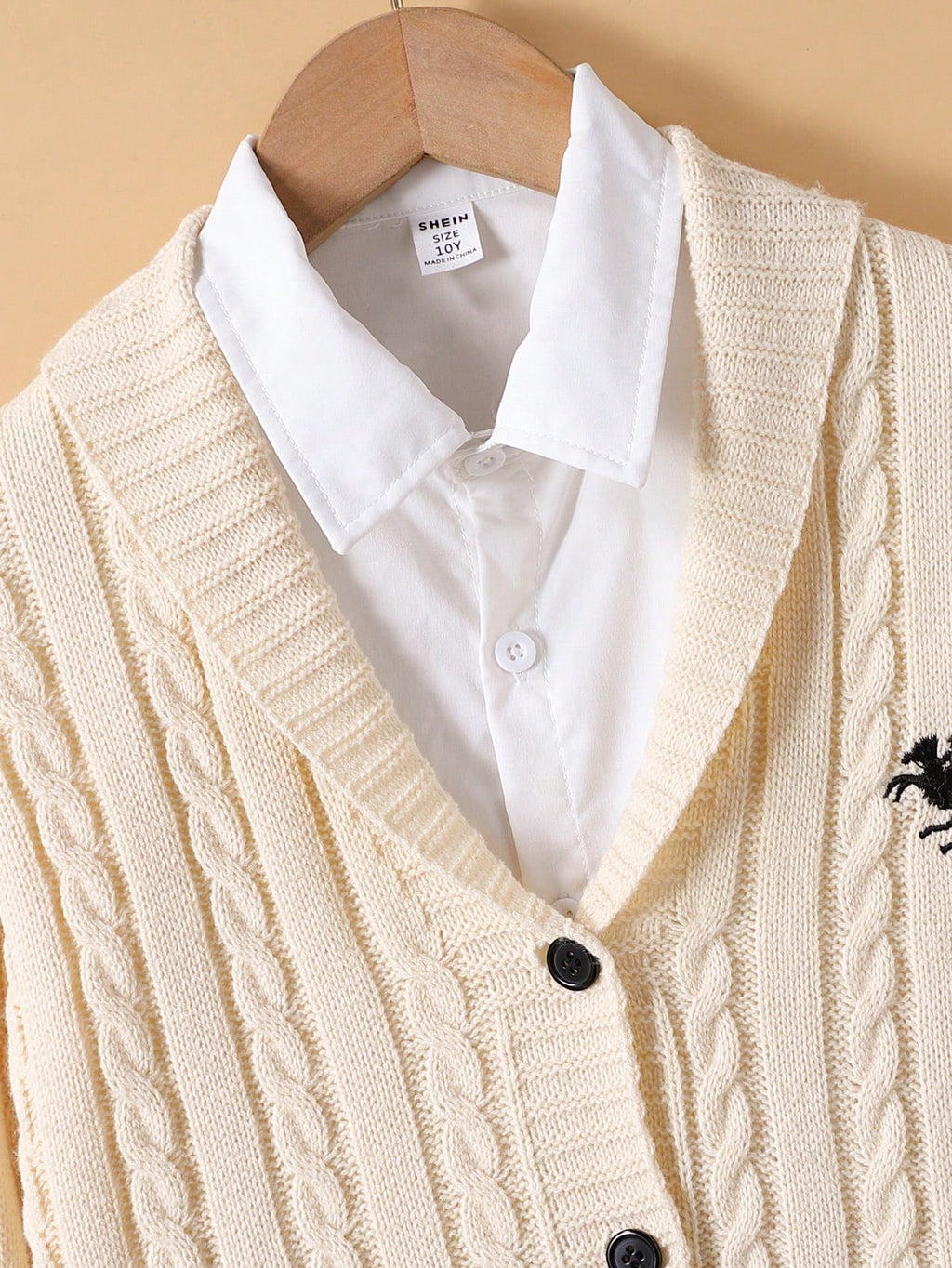 Cardigan Garçon Rétro Beige Croisé