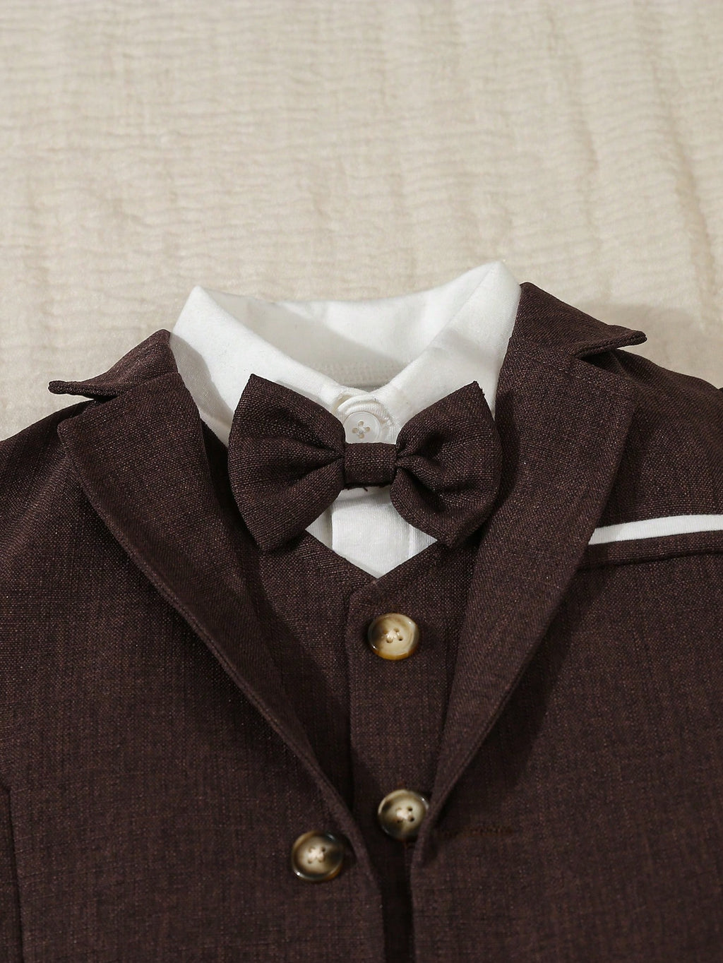Young Boy Blazer Vest Shirt Bowknot Pants 4 Piece Set