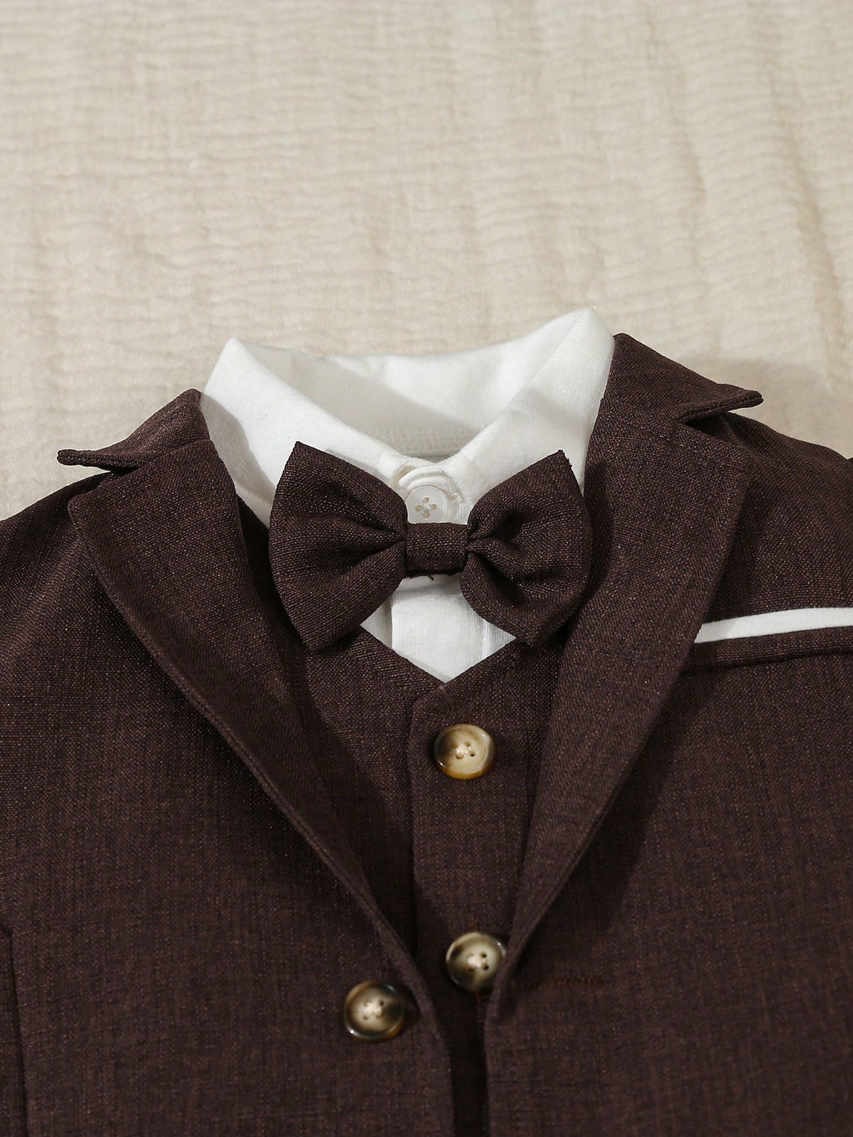 Young Boy Blazer Vest Shirt Bowknot Pants 4 Piece Set