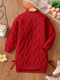Robe en maille à col mao unie pour jeune fille