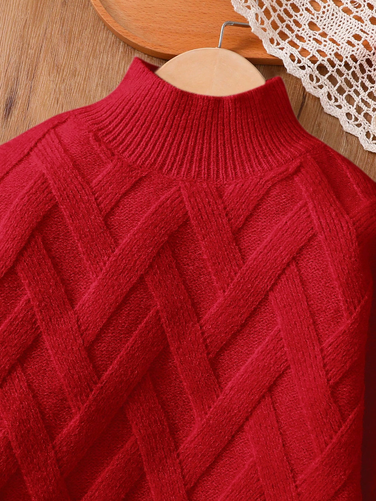 Robe en maille à col mao unie pour jeune fille