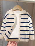 Boys' Korean Style Striped Cardigan