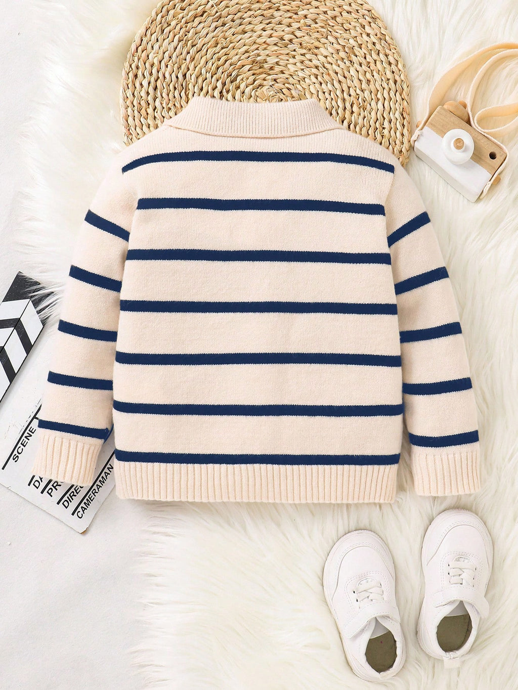 Boys' Korean Style Striped Cardigan