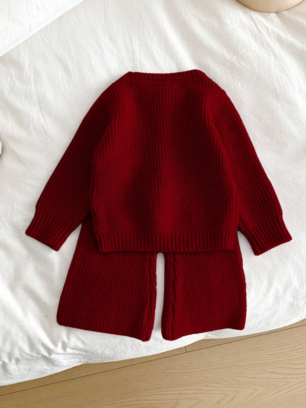 Young Girl Bow Knit Sweater Flare Pants 2 Piece Set