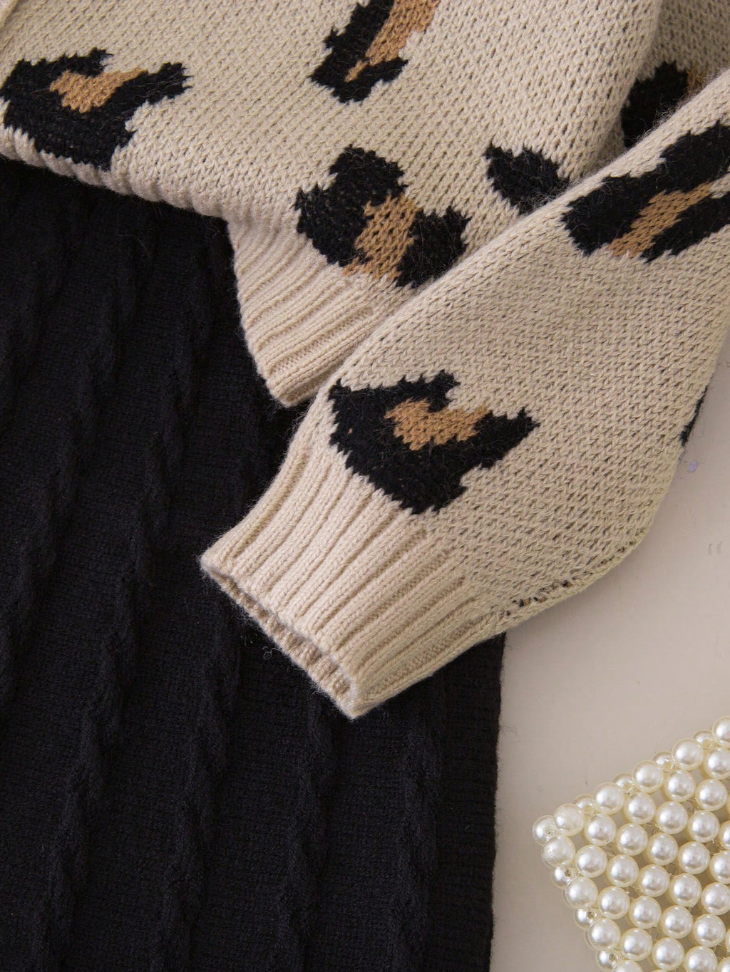 Ensemble Fille Cardigan Léopard Nœud & Jupe