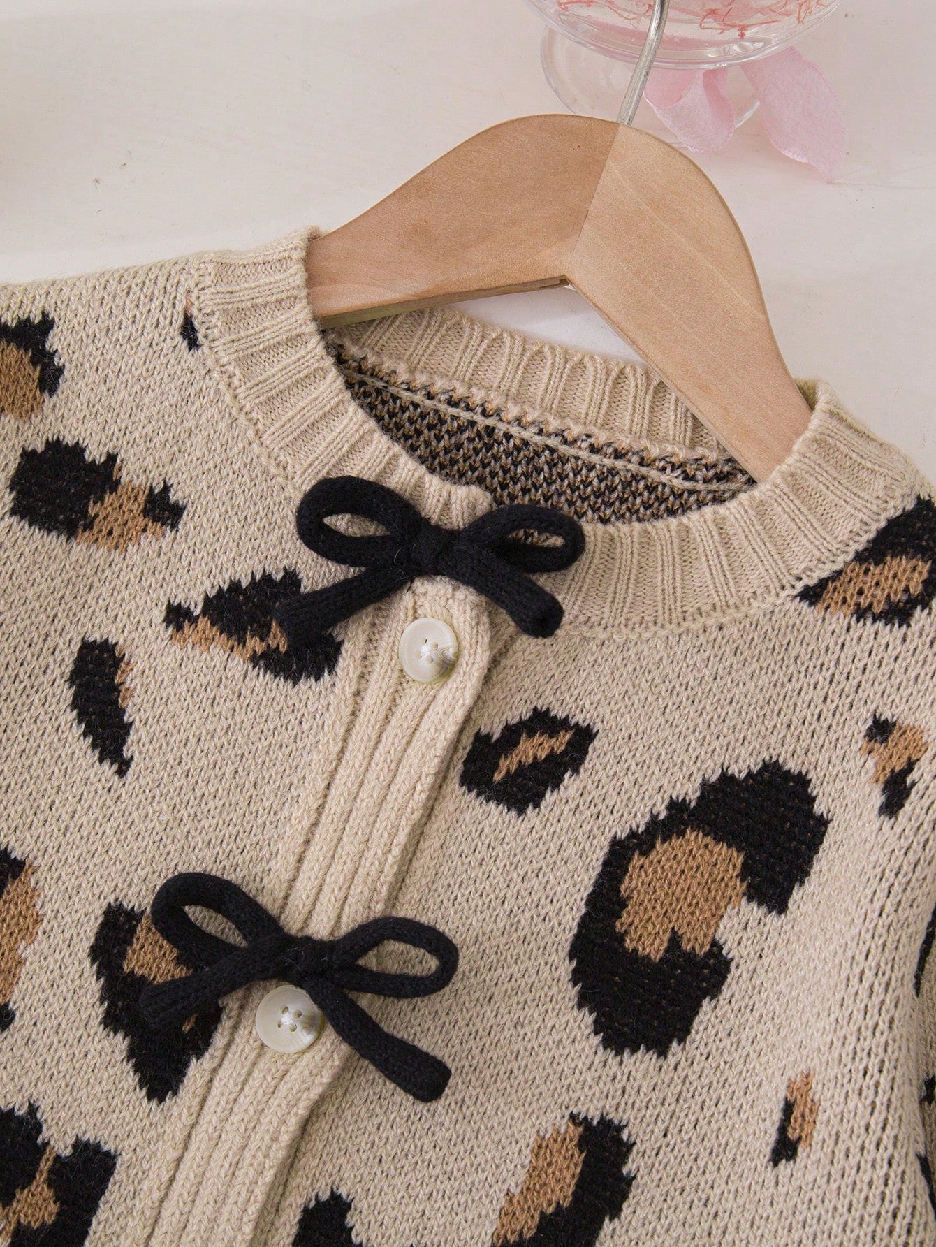 Ensemble Fille Cardigan Léopard Nœud & Jupe