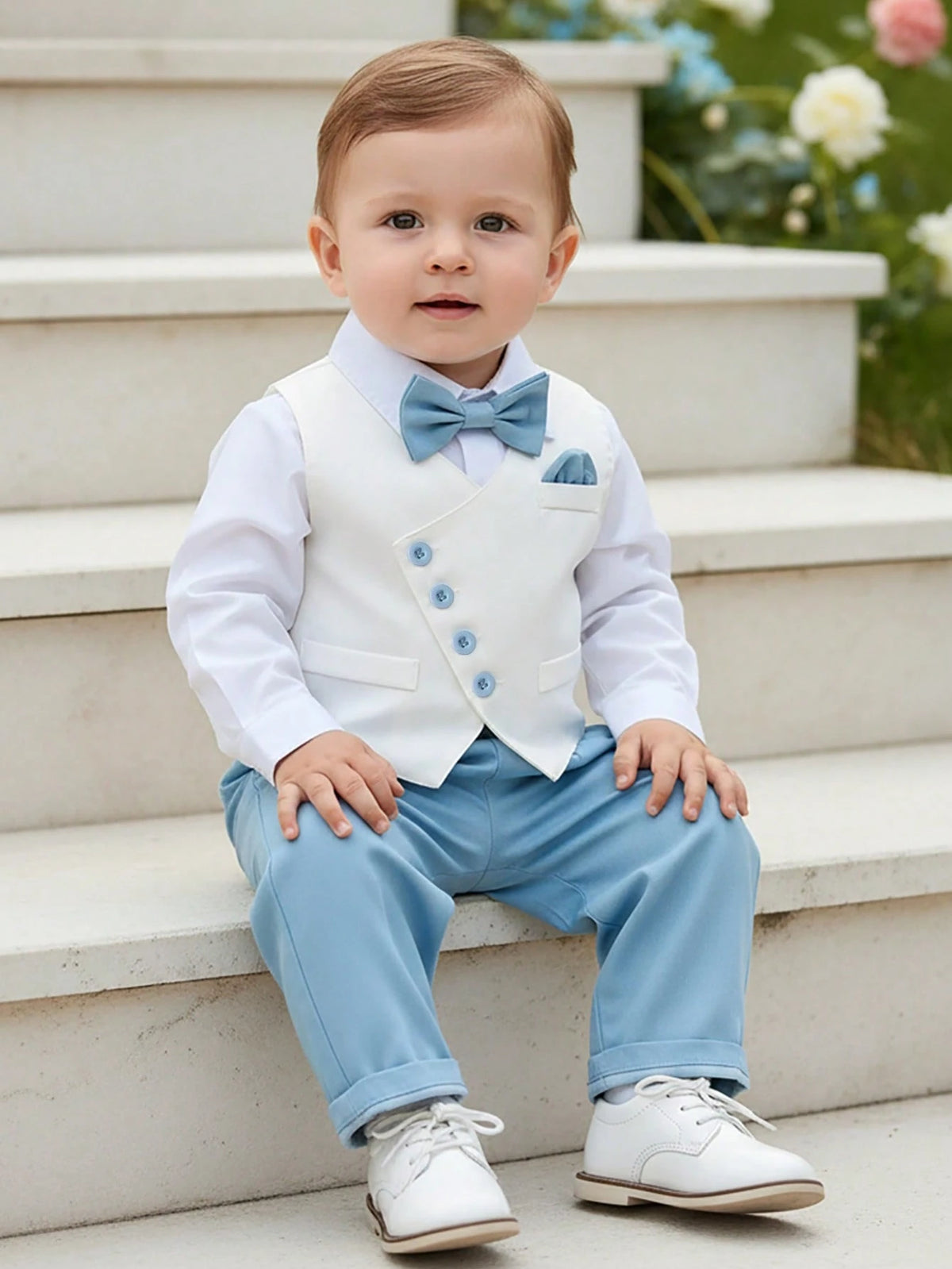 Baby Boy Shirt Vest Pants Bowknot 3 Piece Set