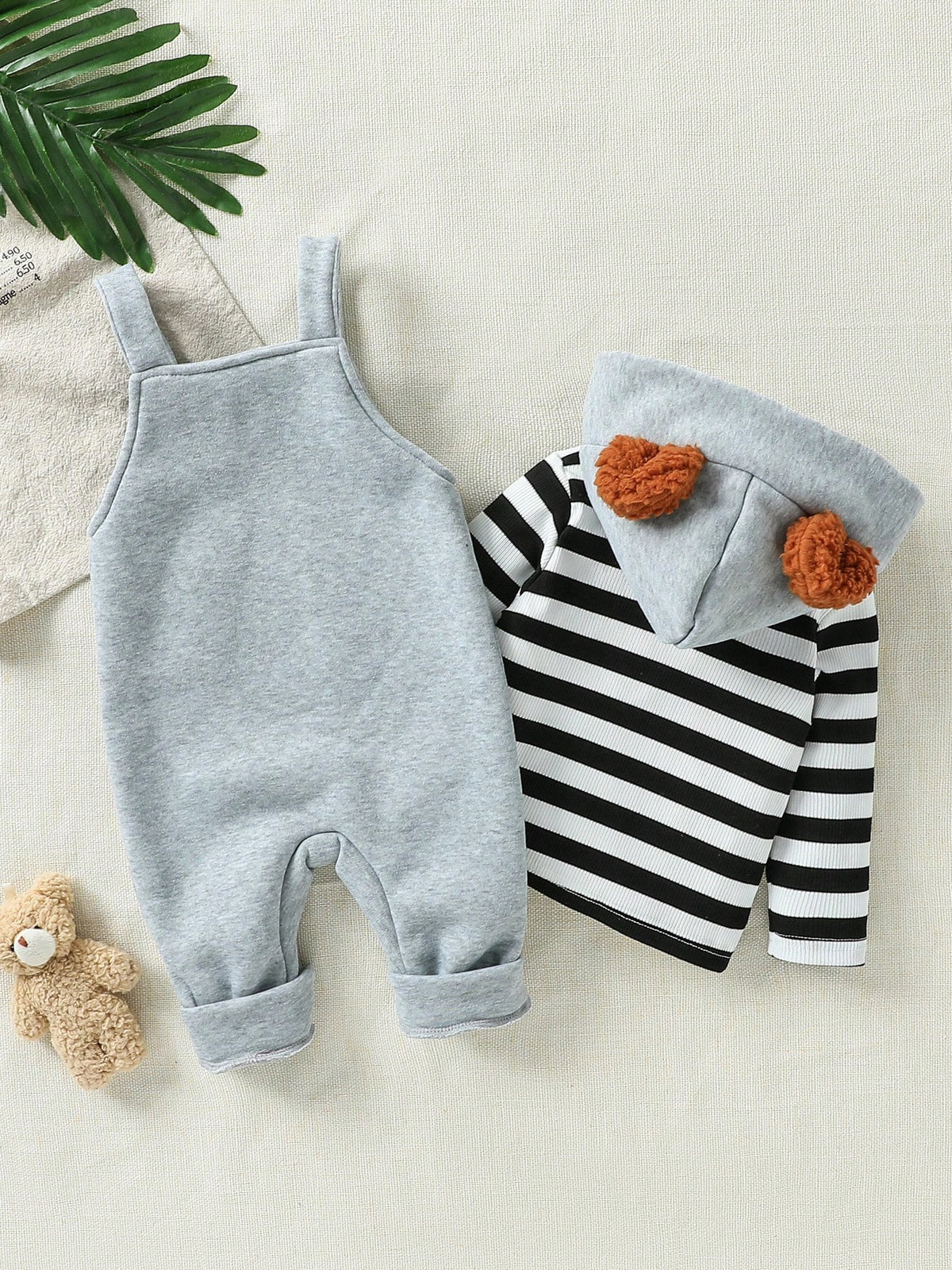 Playful Pals Baby Boy Bear Hoodie Dungarees Set
