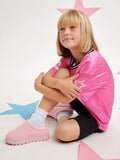 Mini mi Kids' Braided Collar Suede Fabric Slip-On Platform Clogs