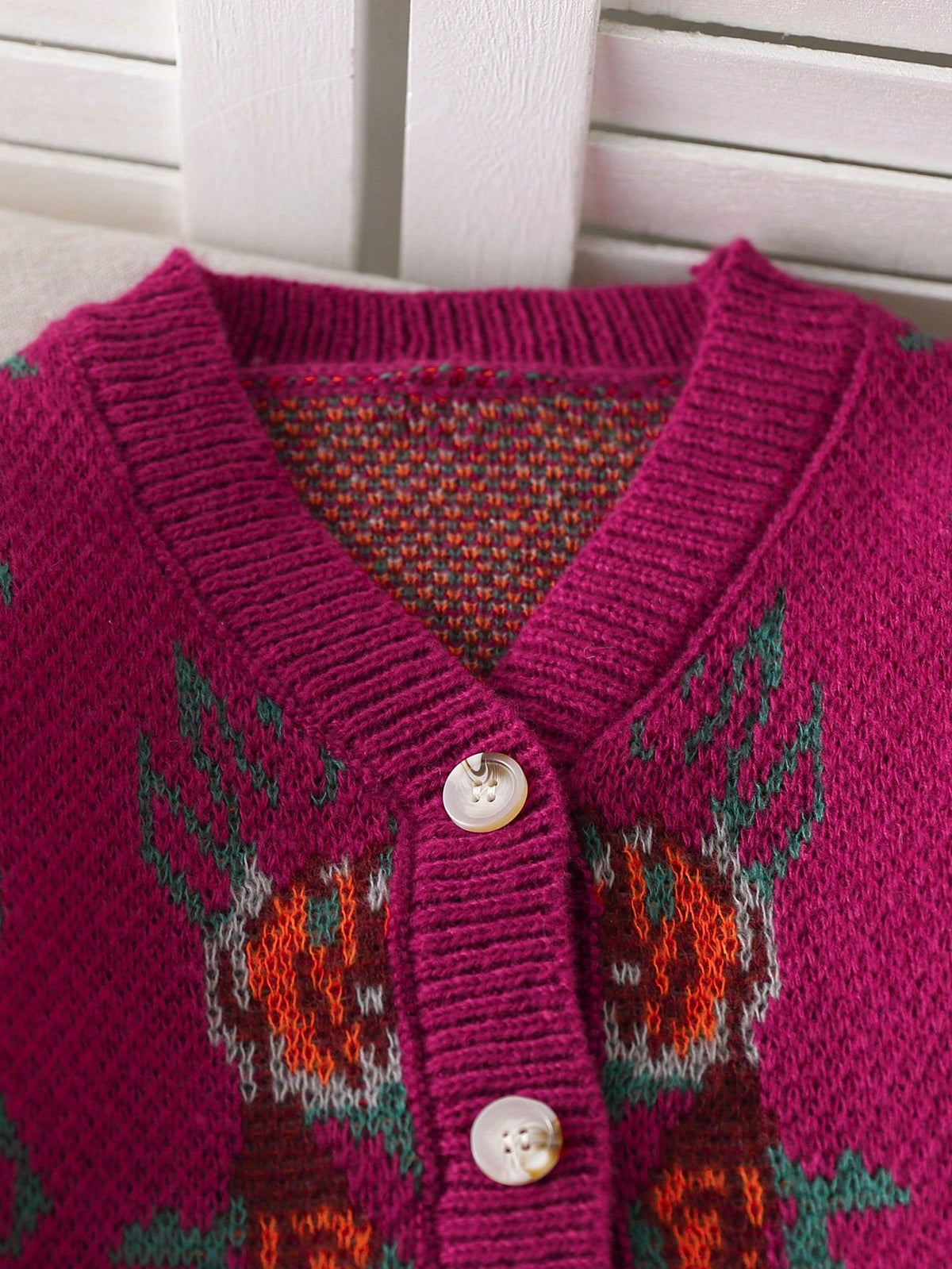 Ensemble 2 pièces pour fille : gilet en tricot motif fraise et pantalon