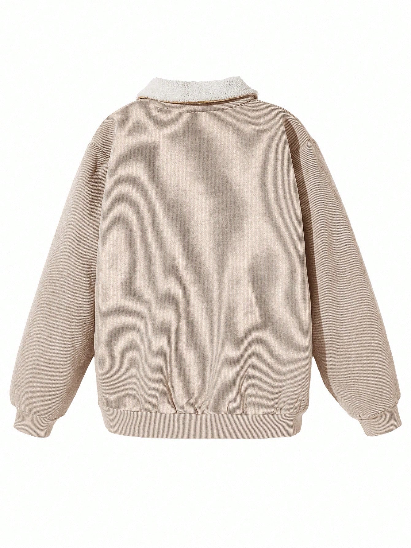 Veste Baseball Garçon Beige Velours Sherpa