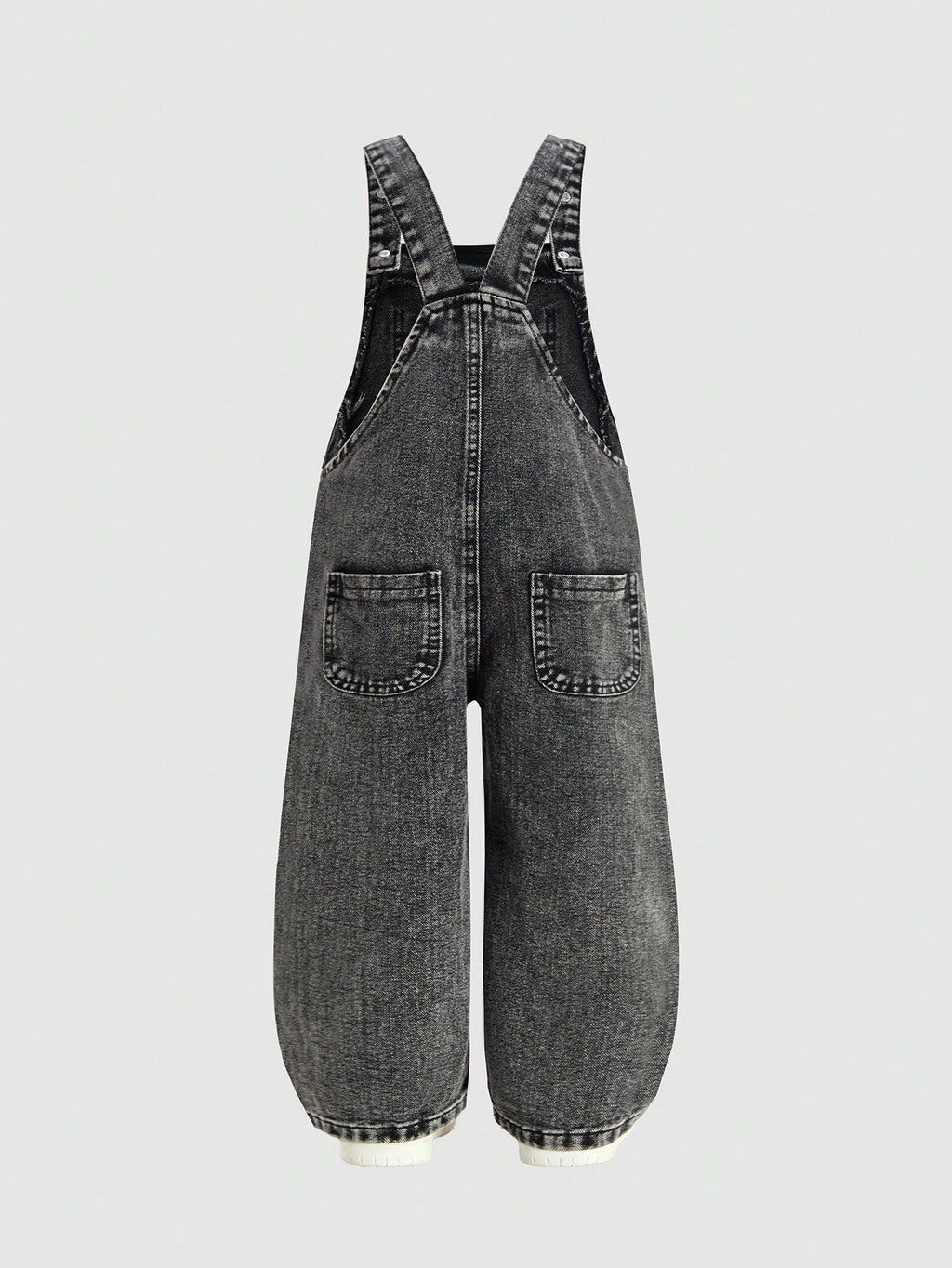 Young Girl 3D Floral Decor Denim Bib Overalls