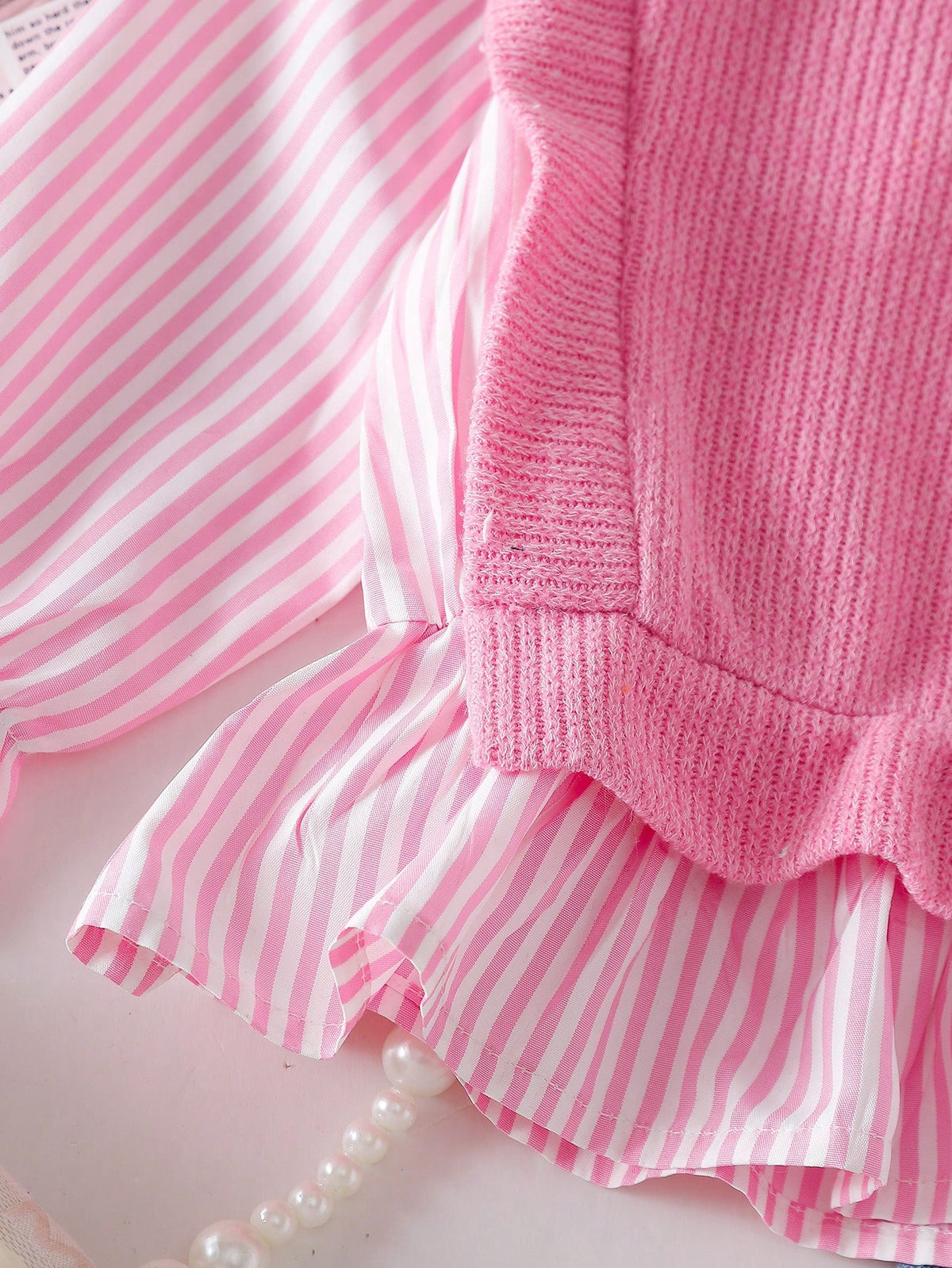 Baby Girl Striped Patchwork Long Sleeve Top Denim Pants Set