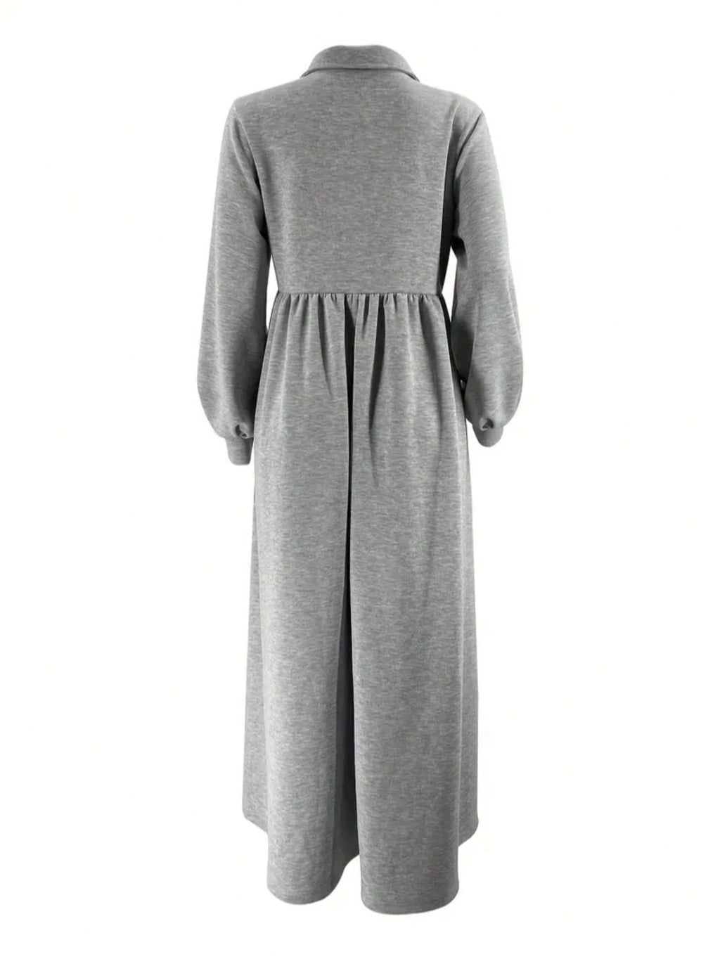 Solid Color Half Zip Casual Loose Long Sleeve Arabic Robe Spring Fall Grey
