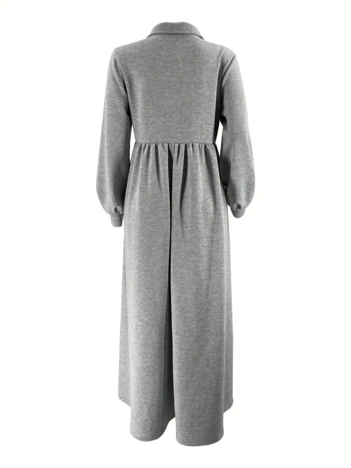 Solid Color Half Zip Casual Loose Long Sleeve Arabic Robe Spring Fall Grey