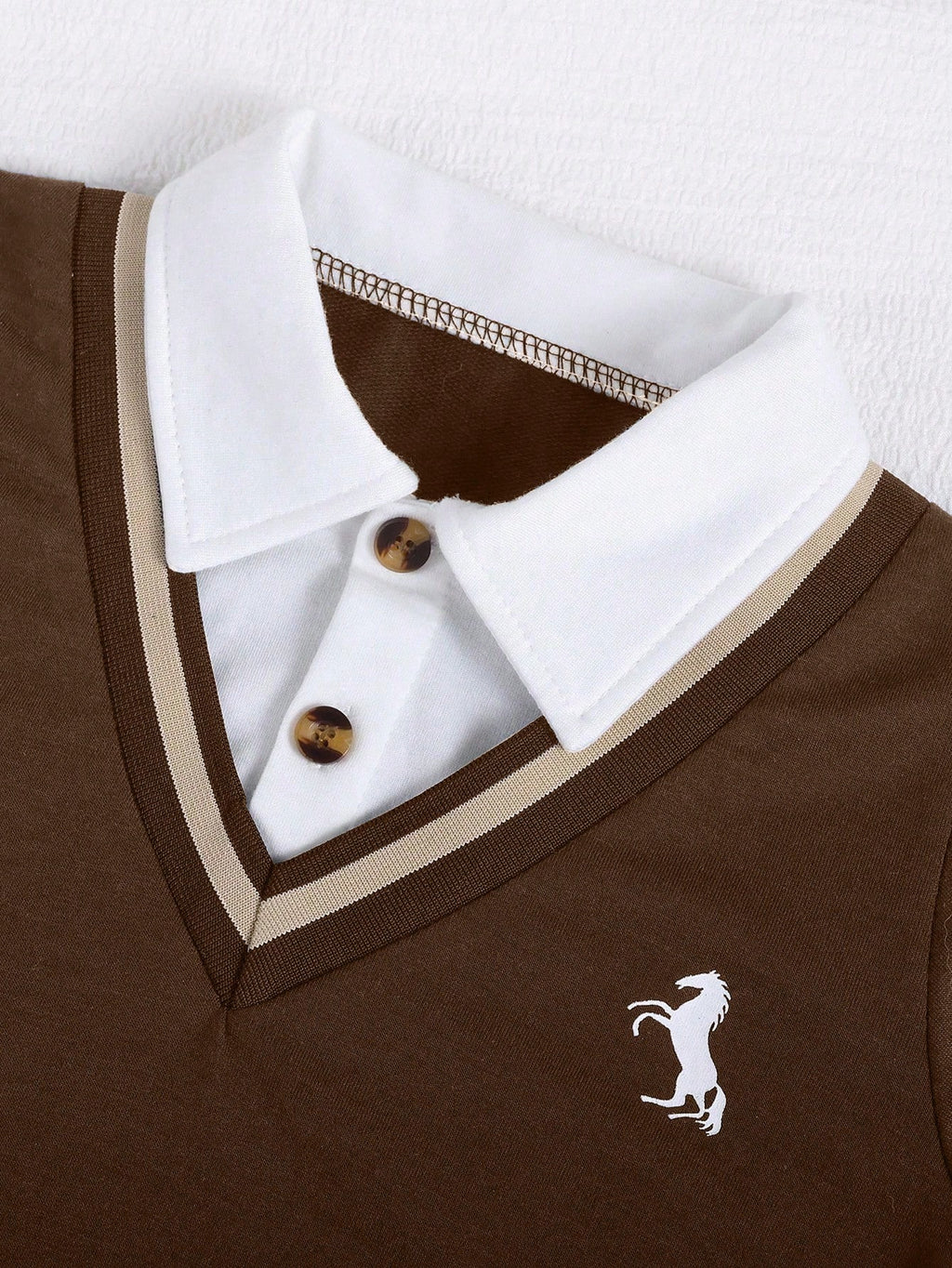 Bambinoo x Playful Pals Boys' Polo Sweatshirt & Khaki Pants Set