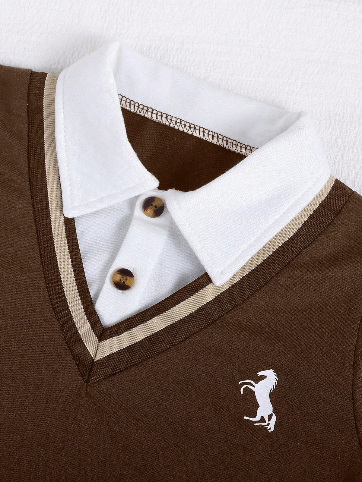 Bambinoo x Playful Pals Boys' Polo Sweatshirt & Khaki Pants Set
