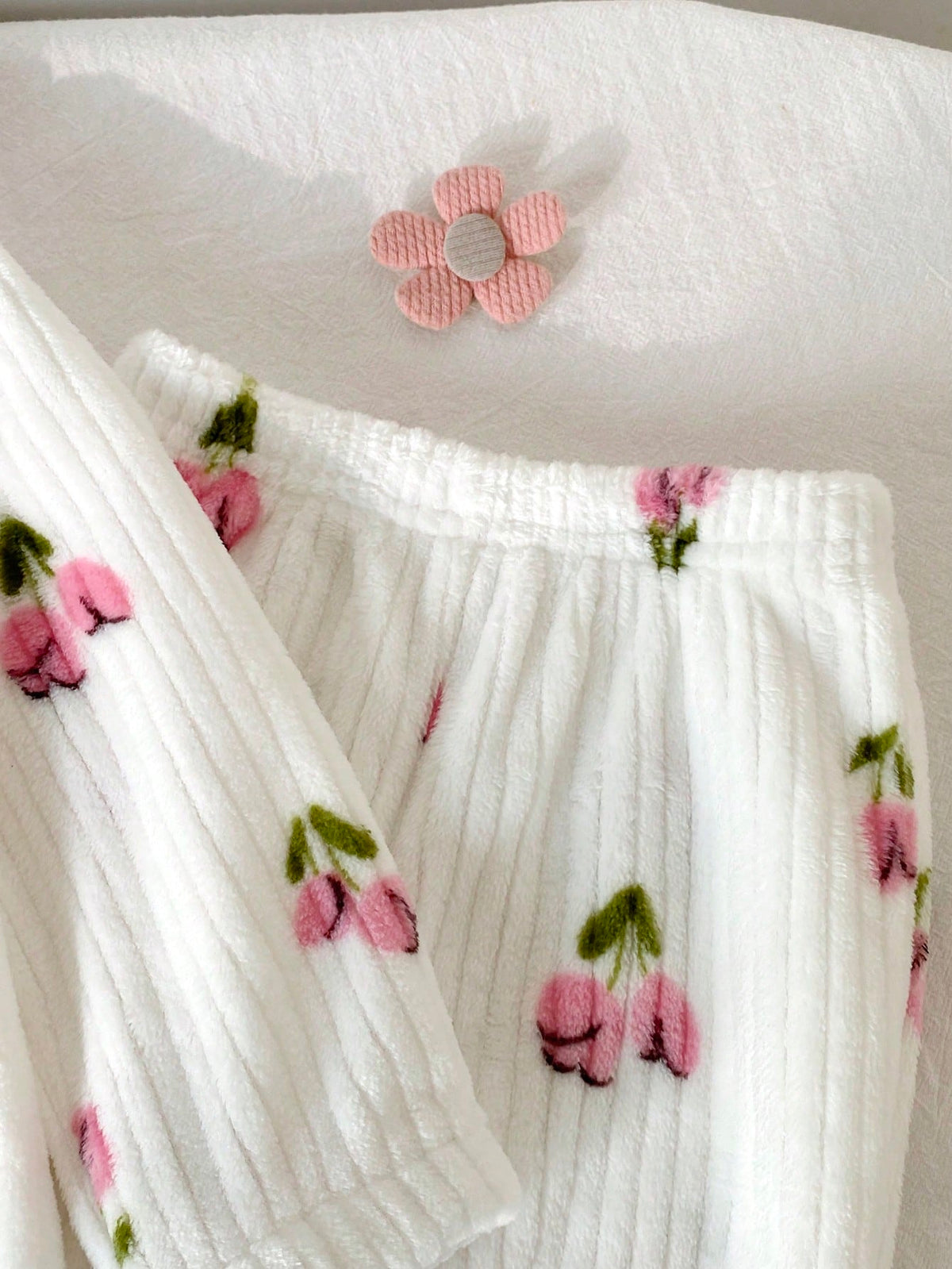 Baby Girl Cherry Print Long Sleeve Top Pants Pajama Set