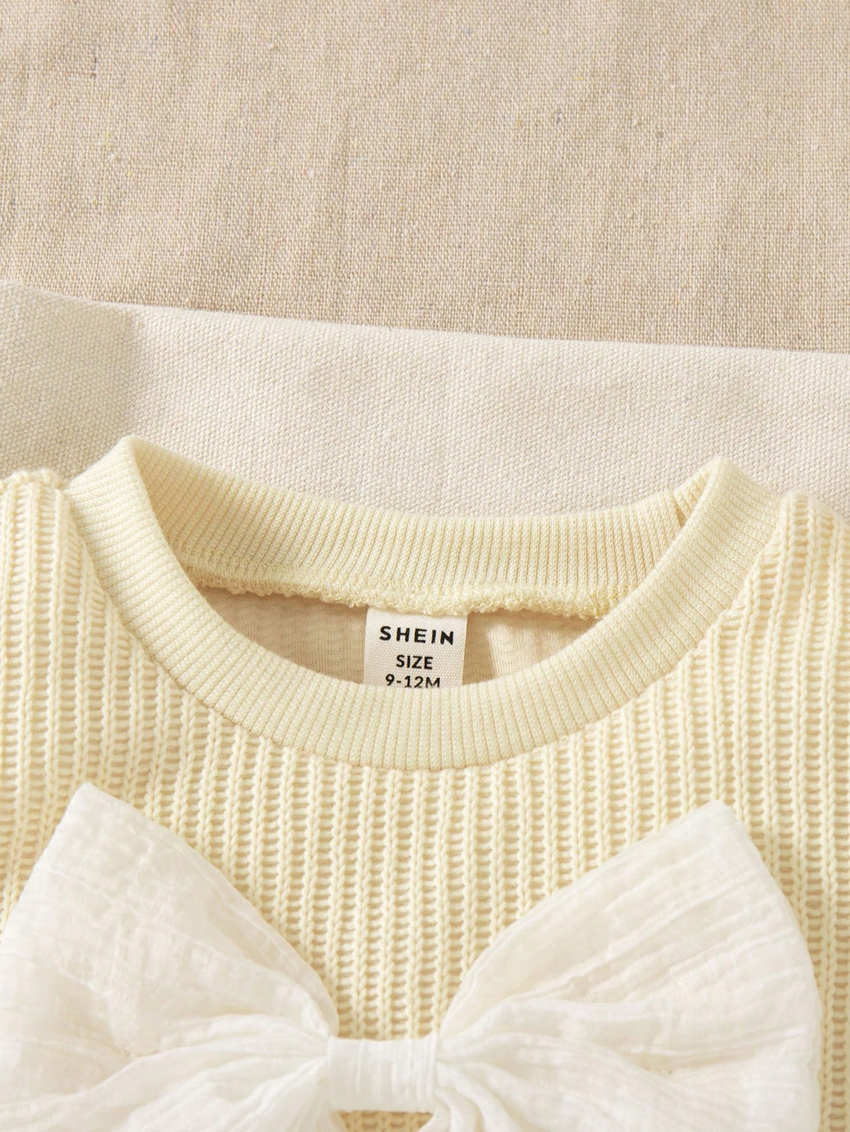 Baby Girl Bow Decor Long Sleeve Top Jeans 2 Piece Set