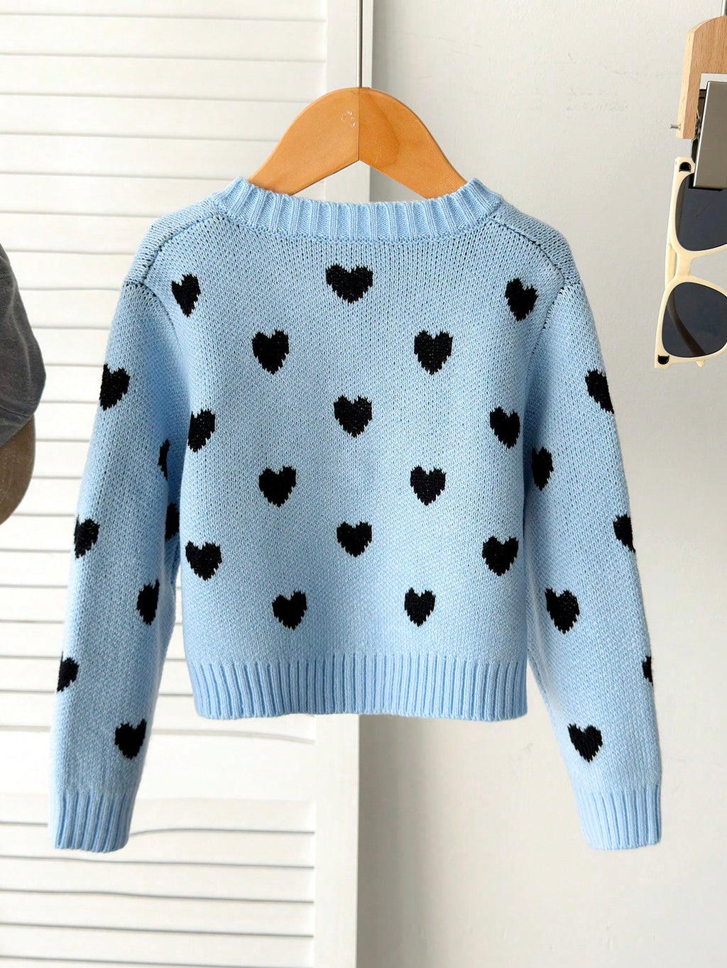 Girls' Heart Pattern Bow Cardigan