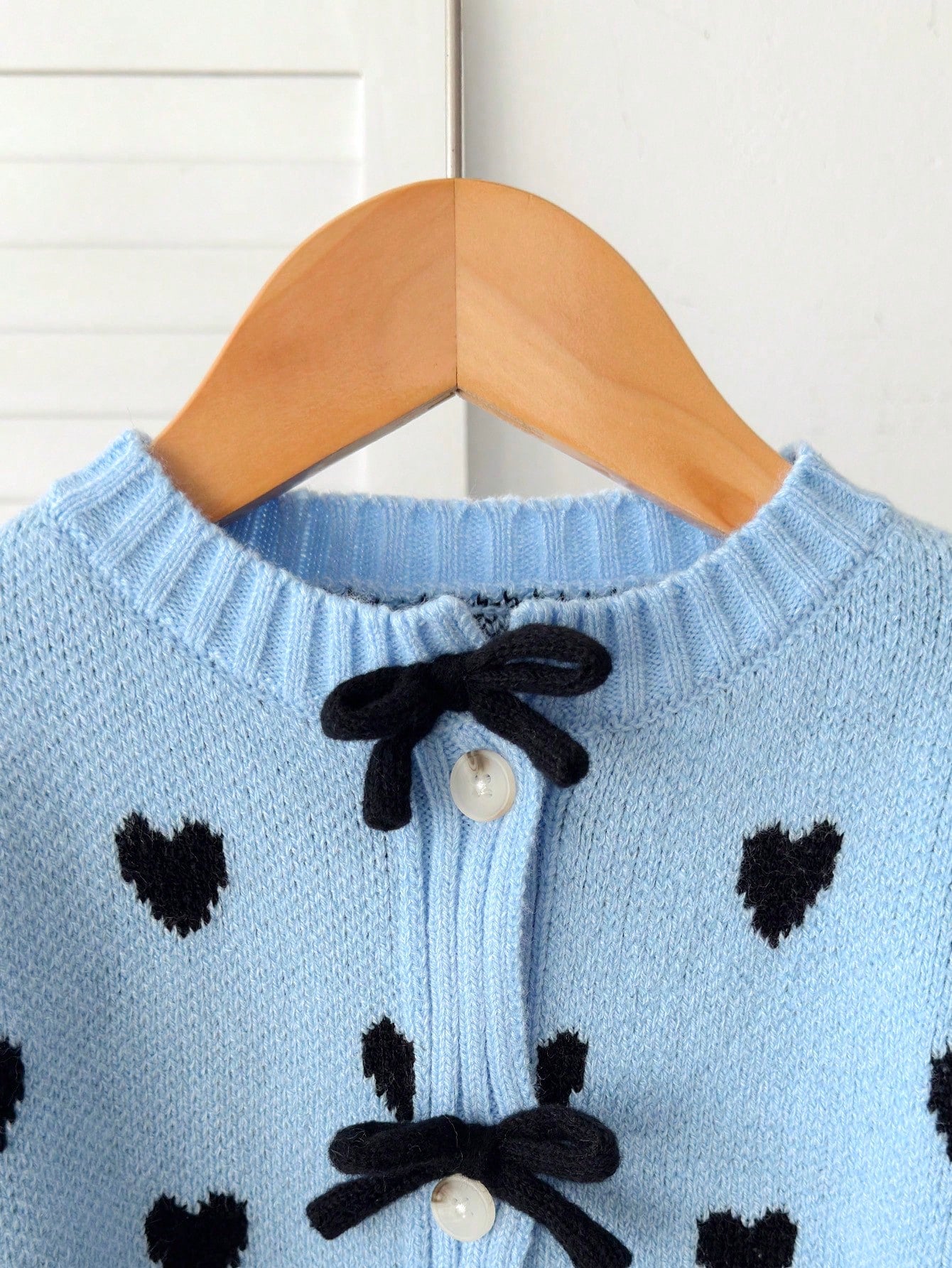 Girls' Heart Pattern Bow Cardigan