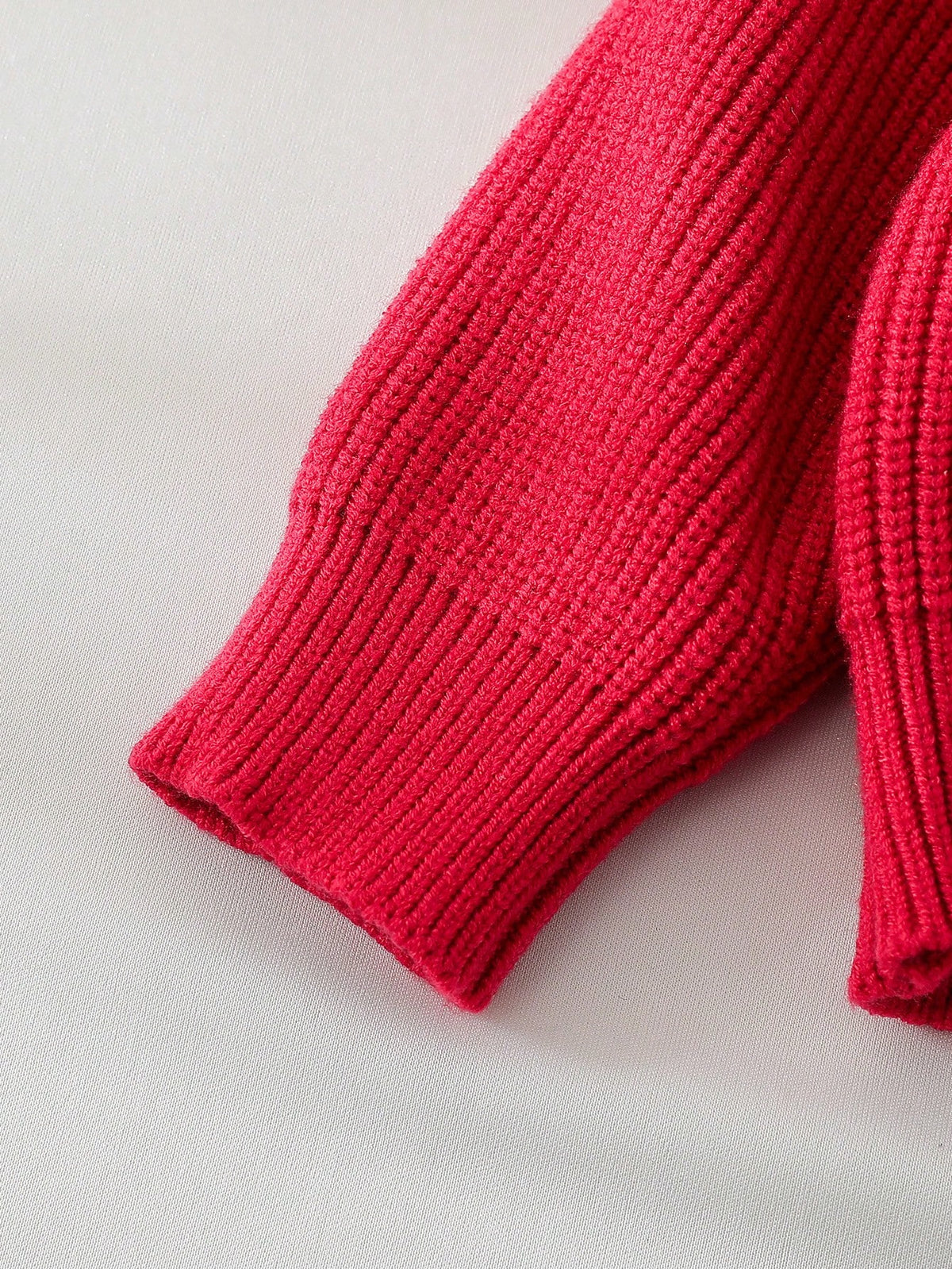 Baby Girls' Solid Color Turtleneck Knit Sweater Red