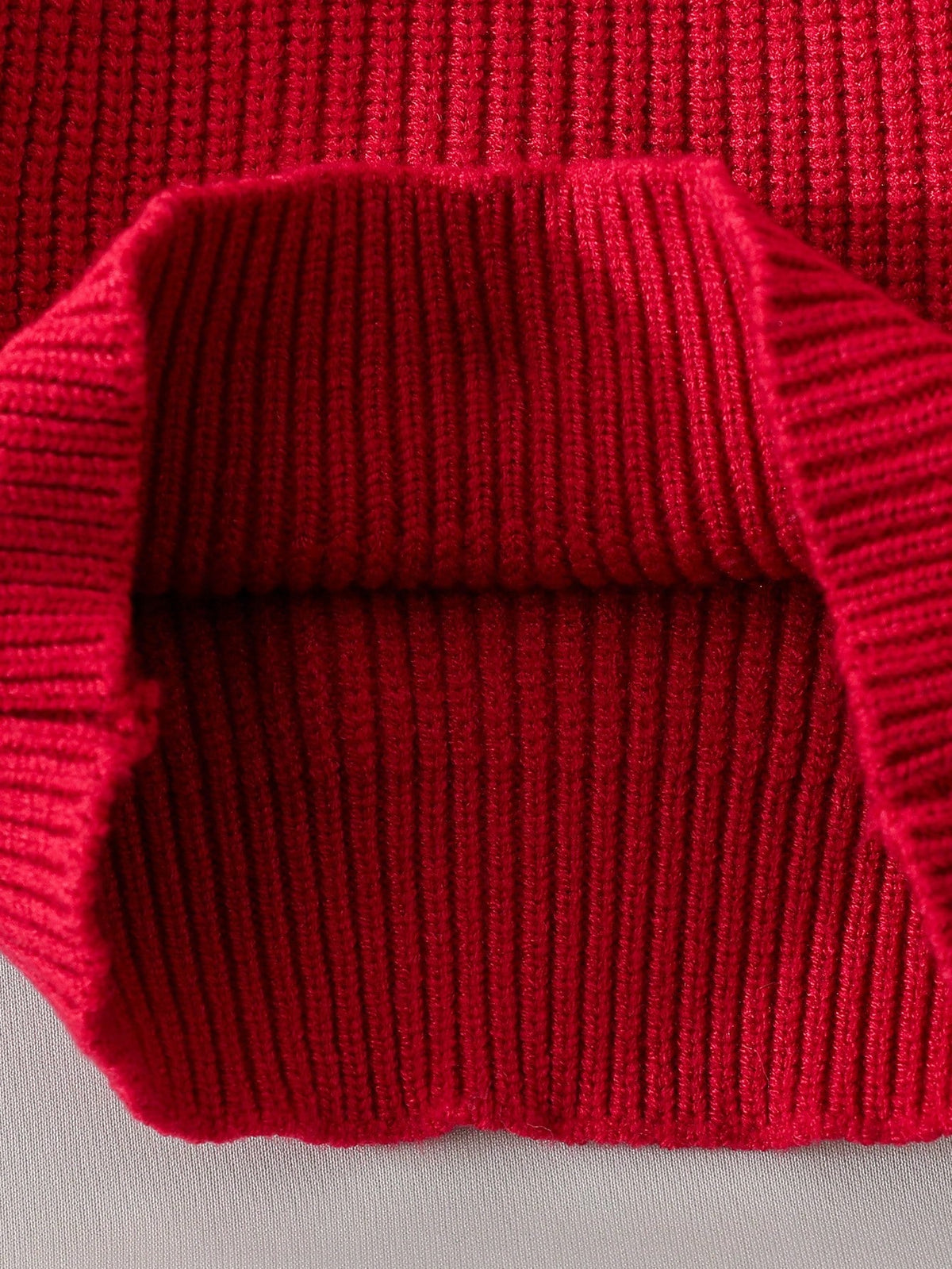 Baby Girls' Solid Color Turtleneck Knit Sweater Red