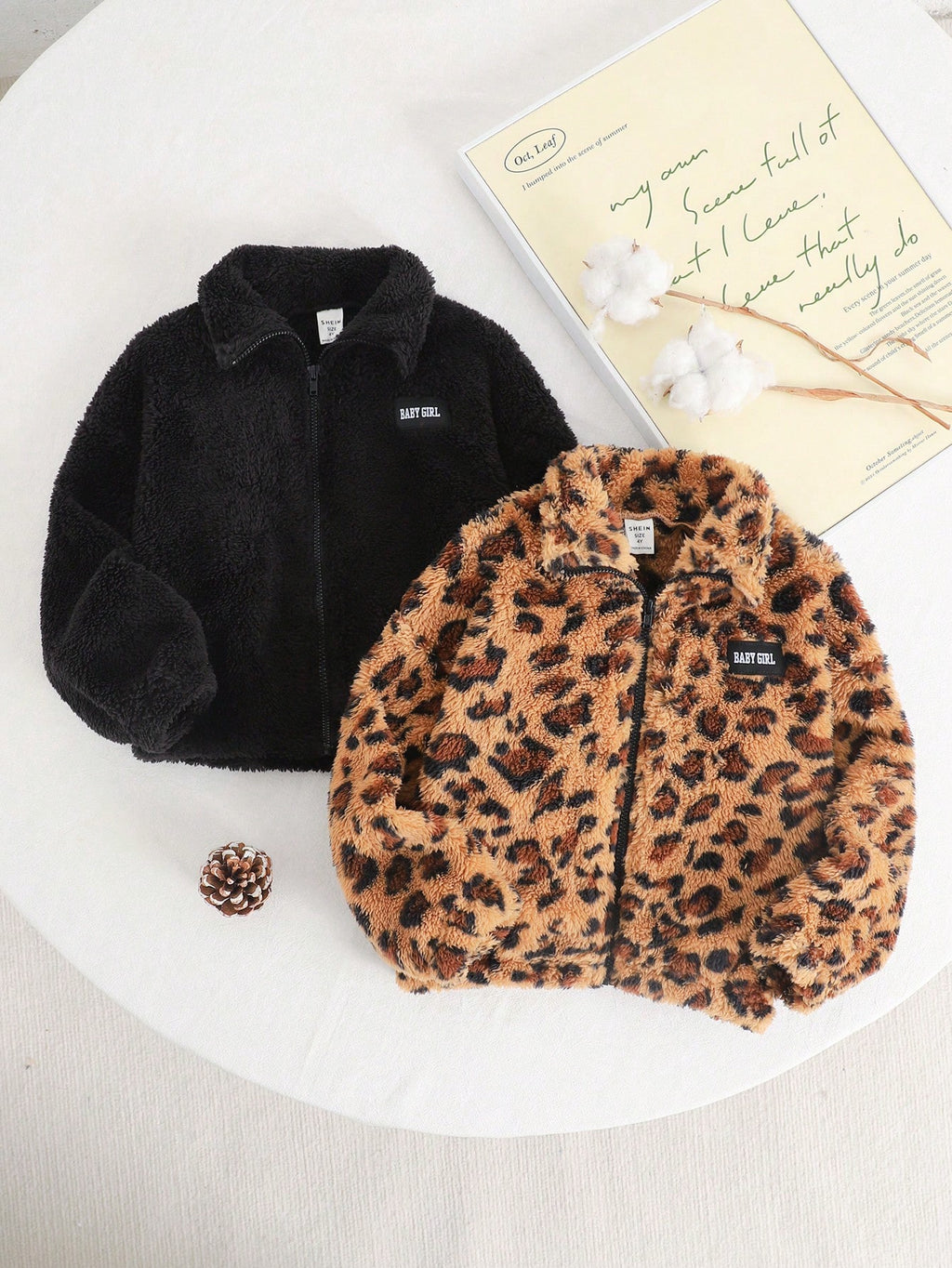 Bambinoo x Bebeilu Girls' Fluffy Leopard Print Jacket Set
