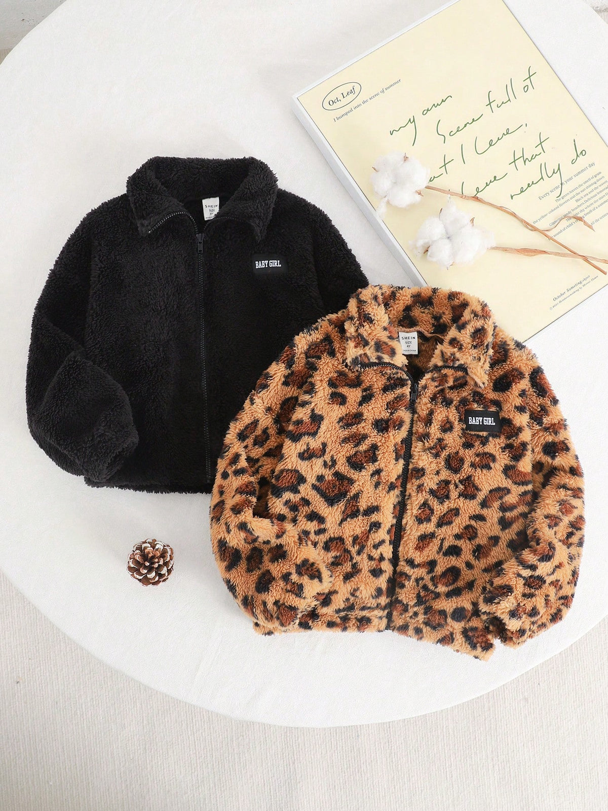 Bambinoo x Bebeilu Girls' Fluffy Leopard Print Jacket Set
