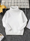 Boys' White Turtleneck Sweater