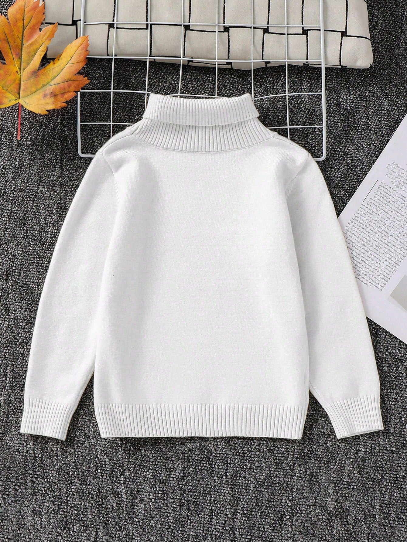 Boys' White Turtleneck Sweater