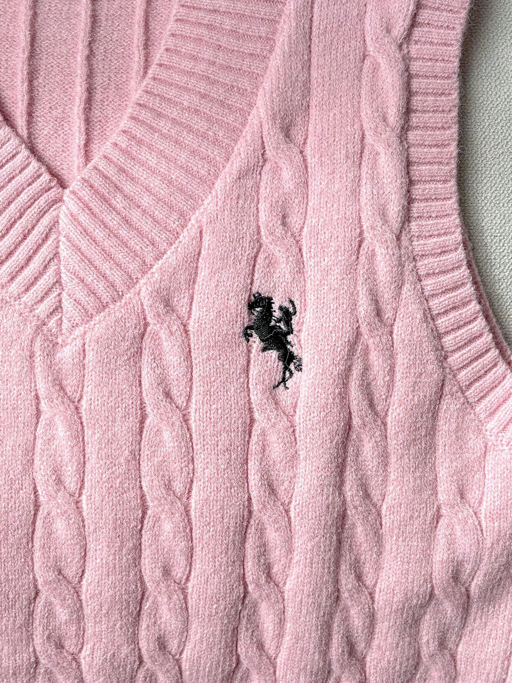 Girls' Light Pink Embroidered Sweater Vest