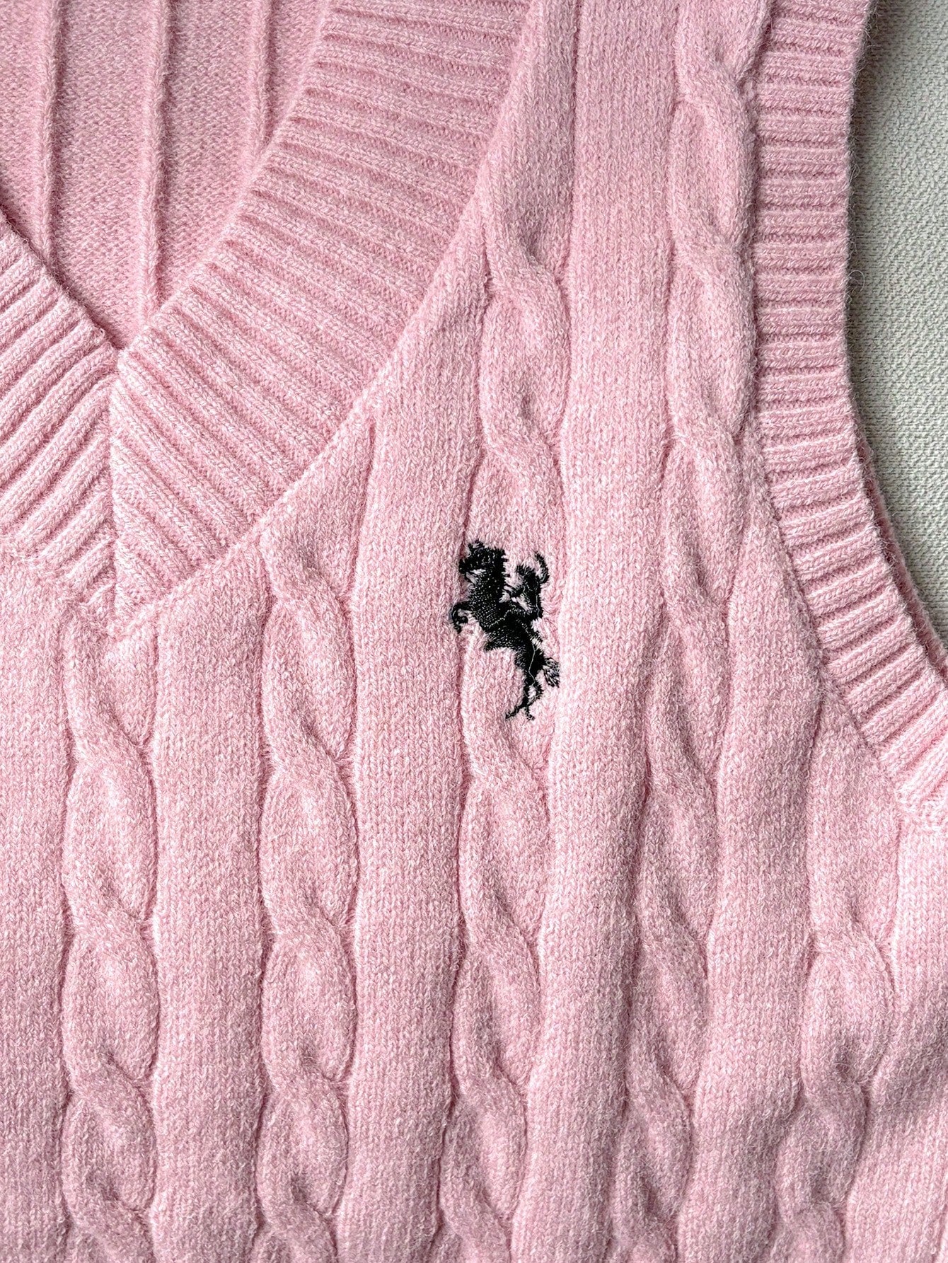 Girls' Light Pink Embroidered Sweater Vest