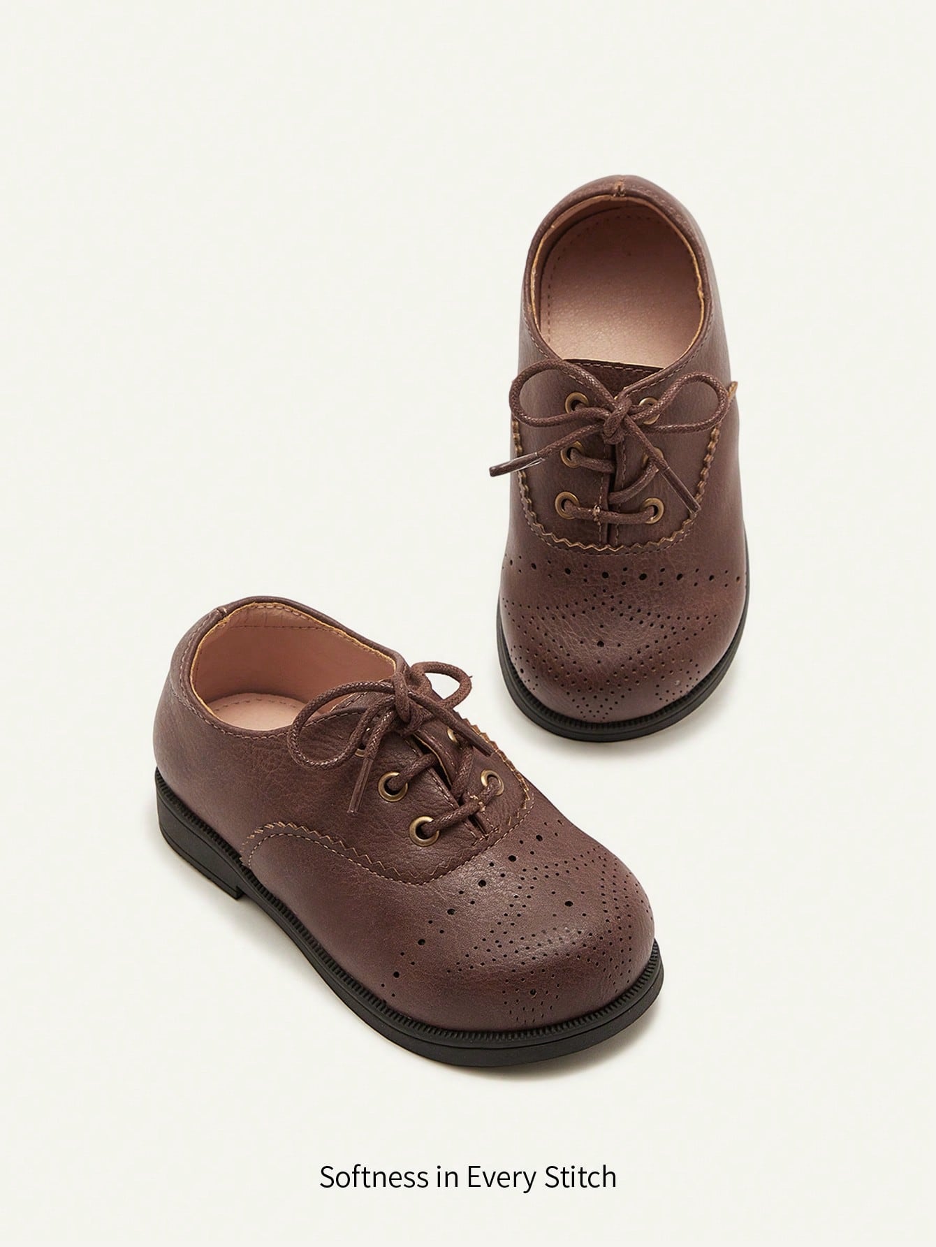 Cozy Pixies Toddler Boys' Black Hollow-Out Soft-Sole Oxford Shoes for Weddings Camel