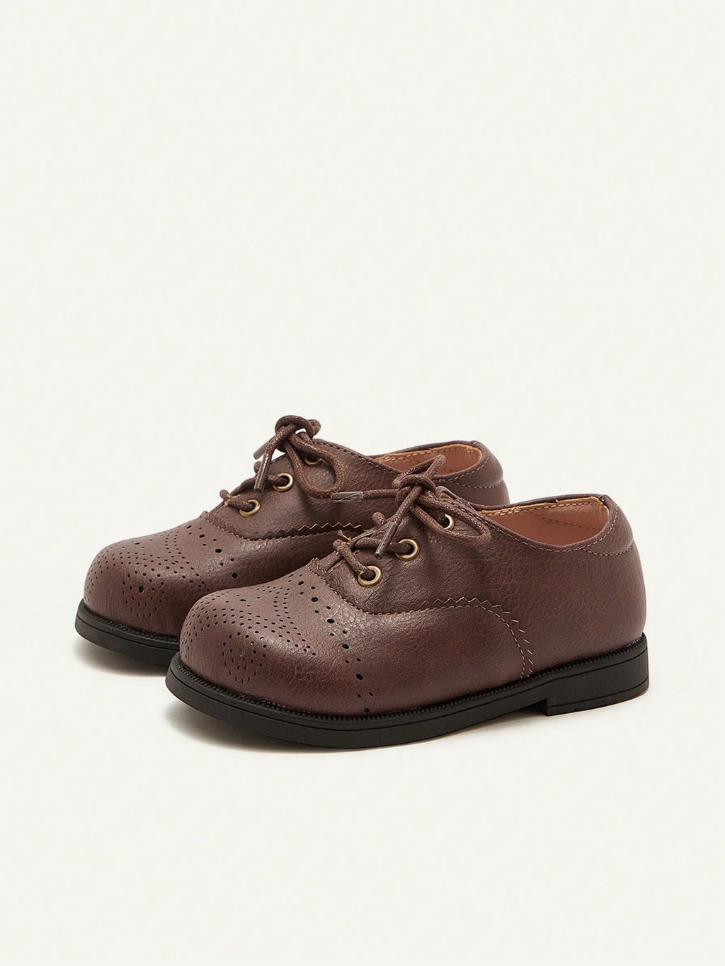 Cozy Pixies Toddler Boys' Black Hollow-Out Soft-Sole Oxford Shoes for Weddings Camel