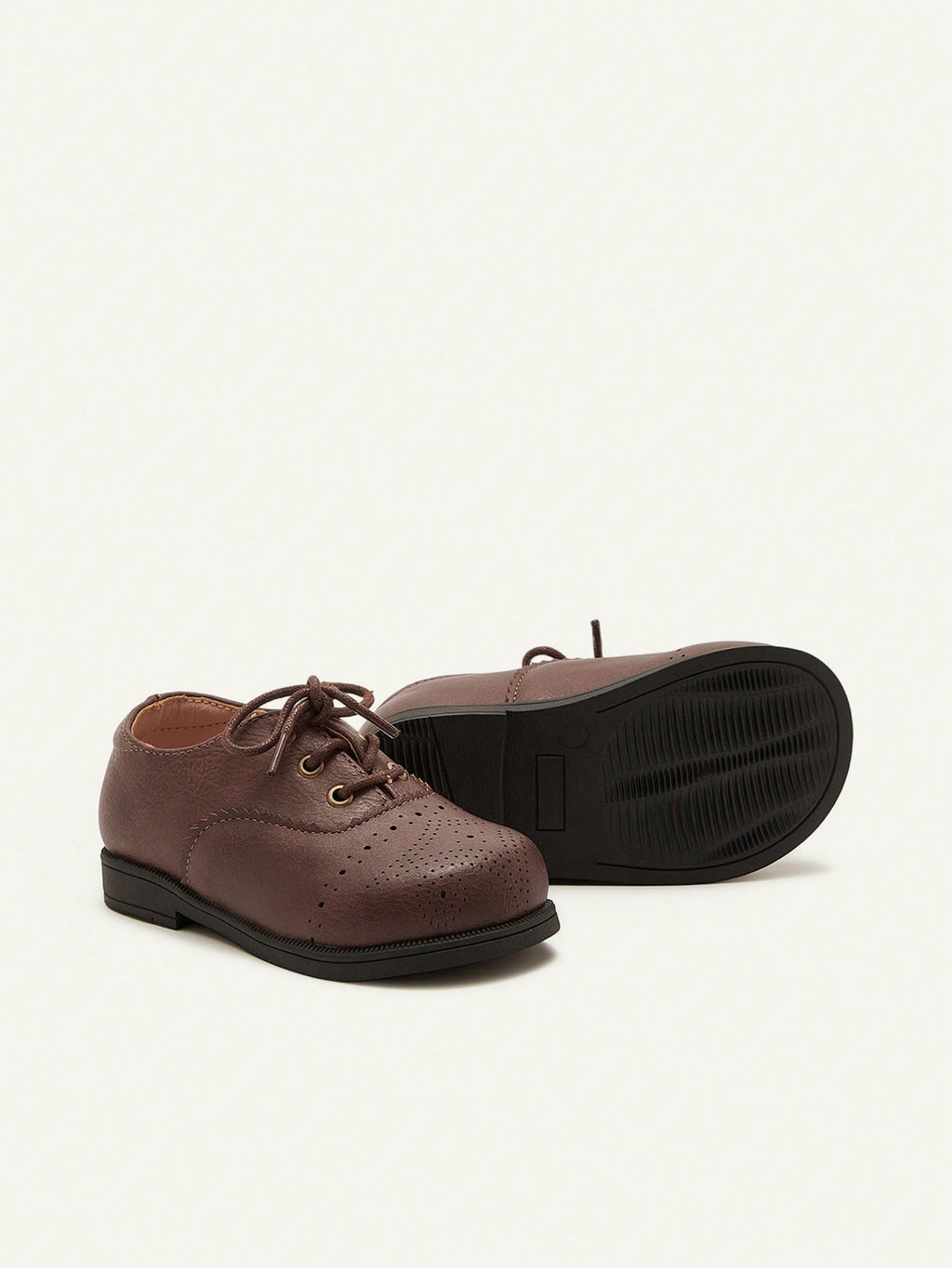 Cozy Pixies Toddler Boys' Black Hollow-Out Soft-Sole Oxford Shoes for Weddings Camel