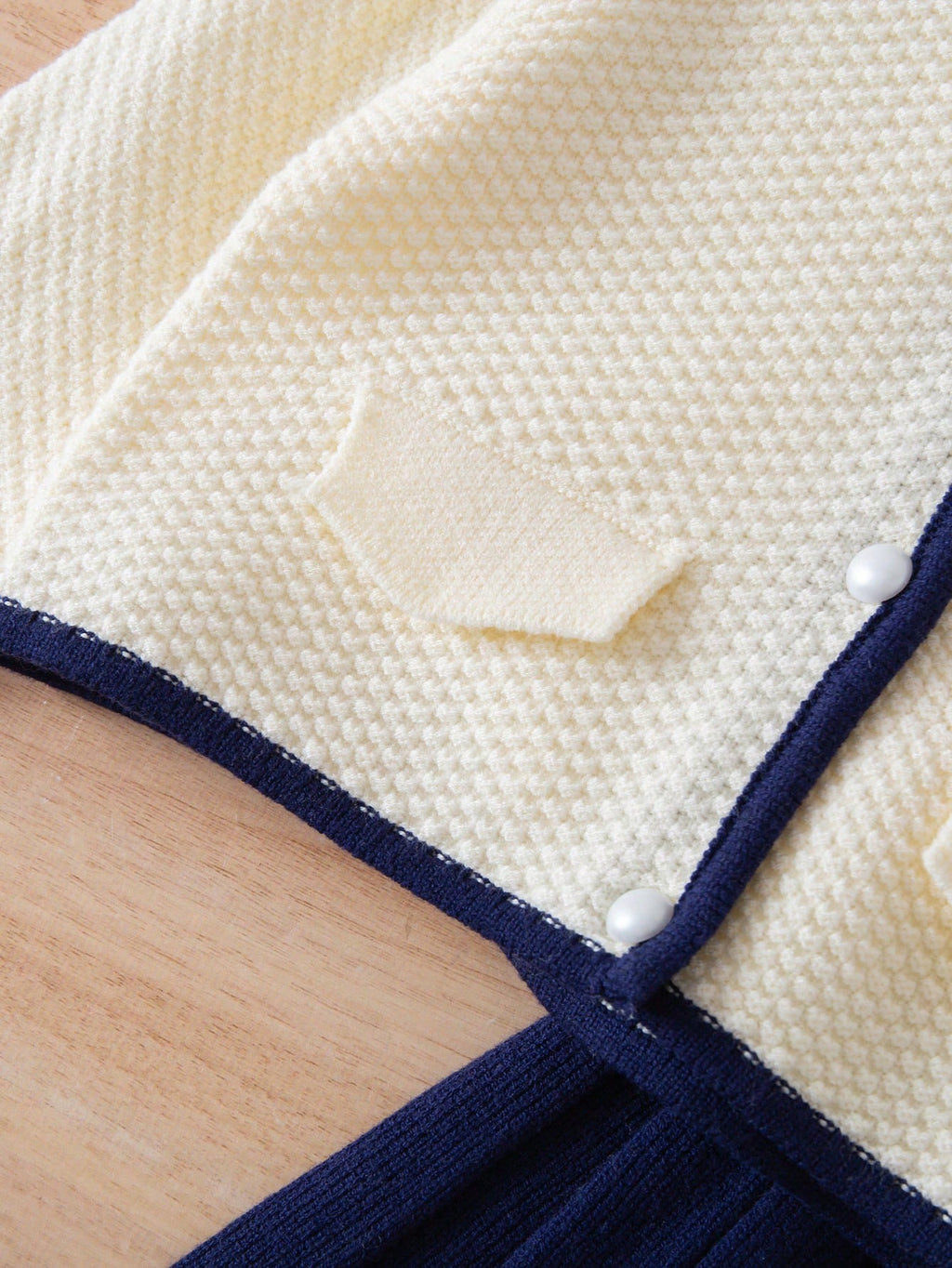 Young Girl Sailor Collar Knitted Cardigan Pleated Skirt 2 Piece Set