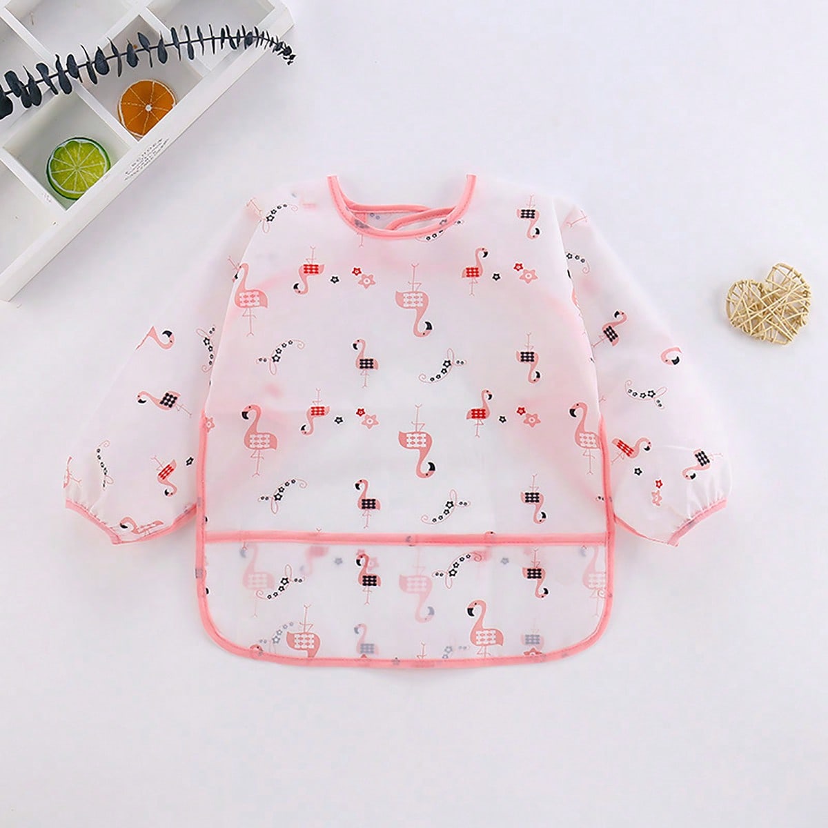Baby  Cartoon Print Breathable Feeding Bib 1pc - Pink Pink