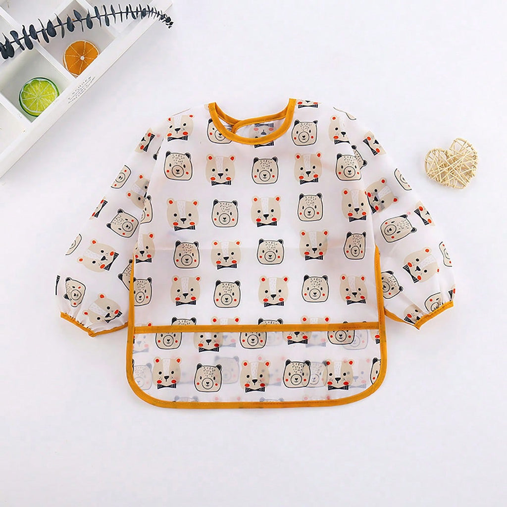 Baby  Cartoon Print Breathable Feeding Bib 1pc - Pink Pink