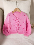 Girls' Bow Decor Knit Sweater
