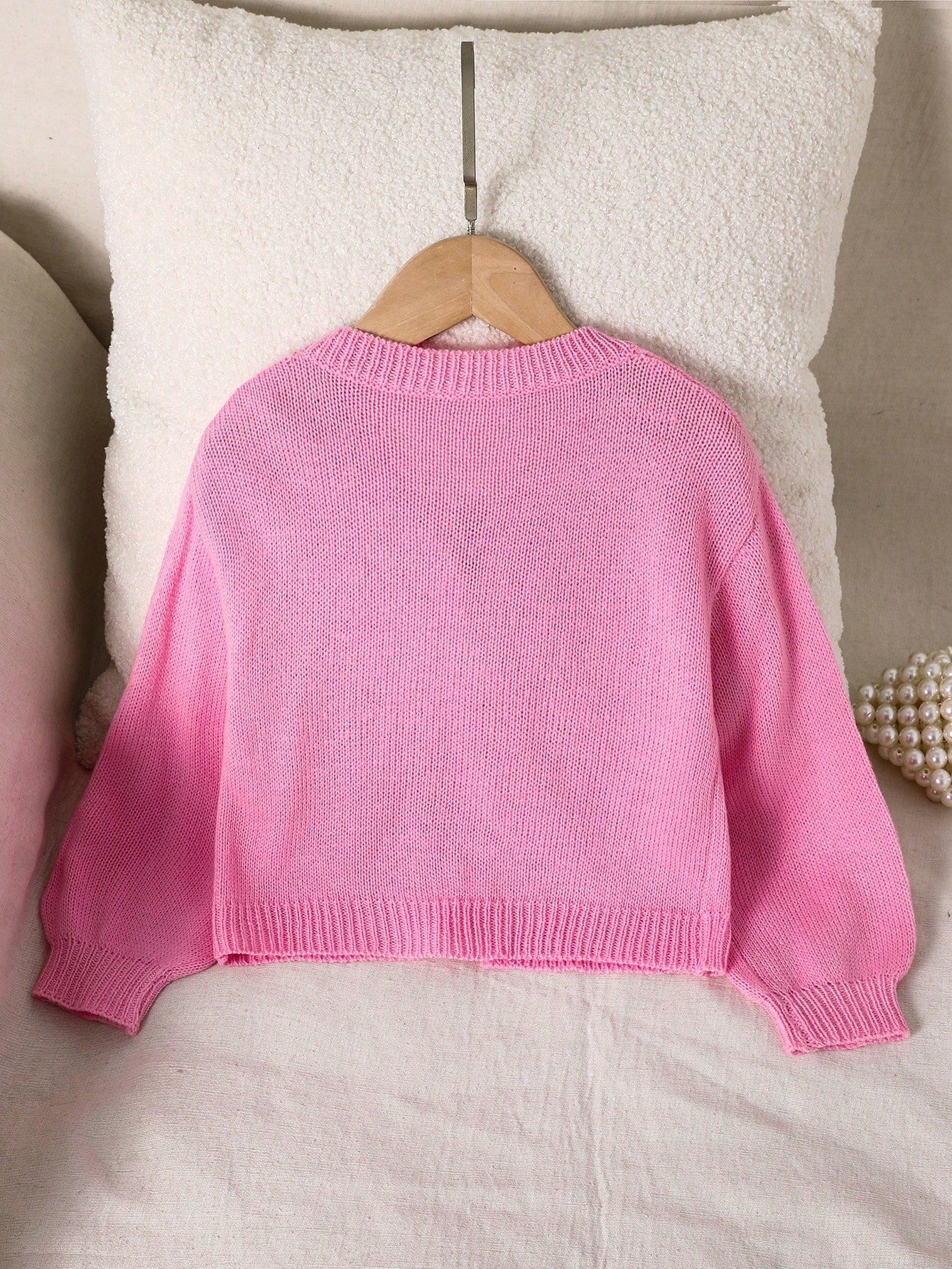 Girls' Bow Decor Knit Sweater