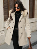Manteau croisé à capuche LUNE pour femme, couleur abricot